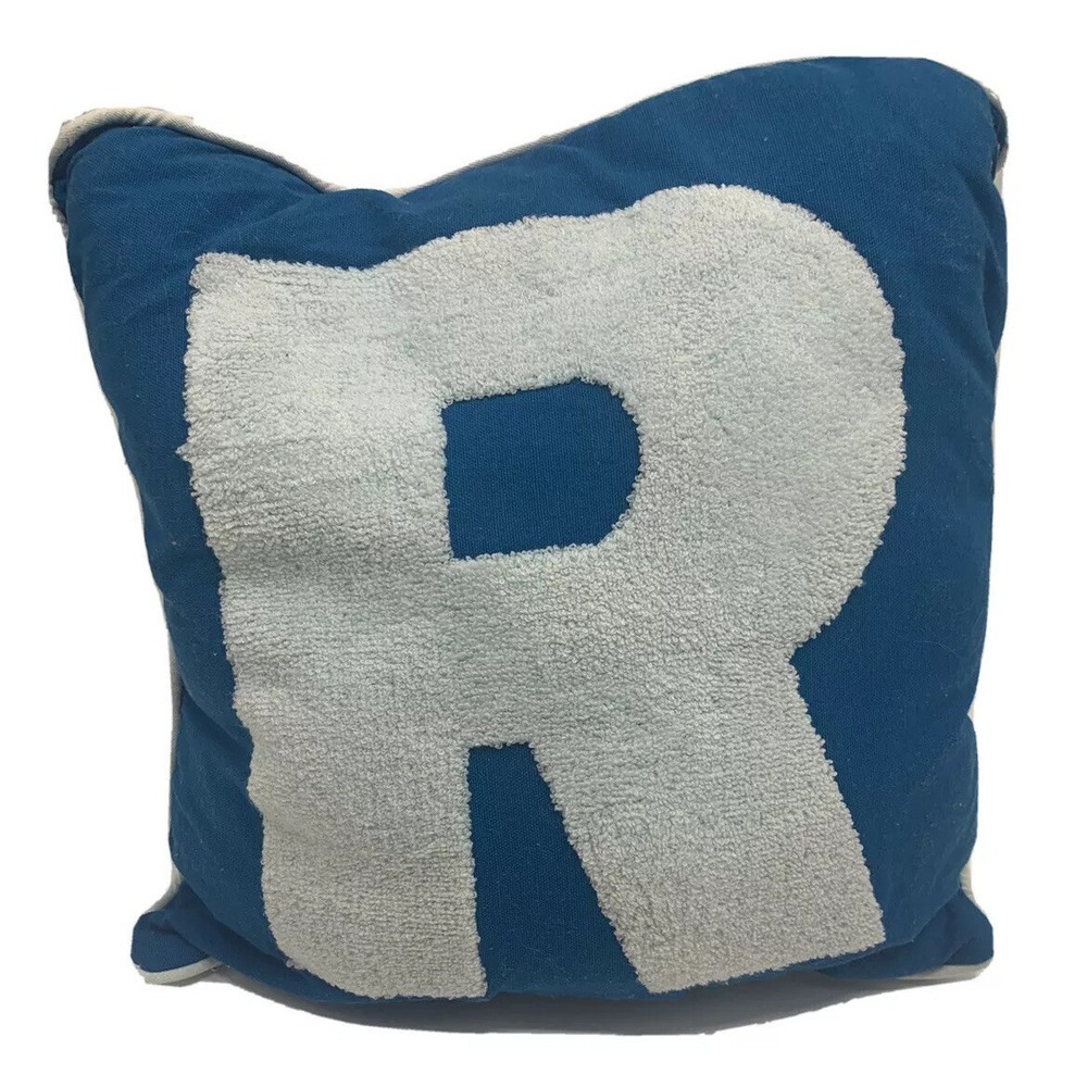 Blue Throw Pillow Alphabet Letter Initial "R" Kids Teen Pill